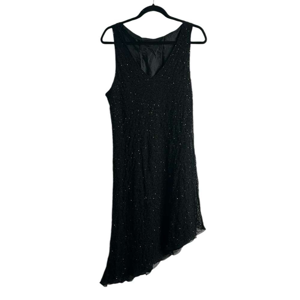 Vintage y2k black beaded Asymmetrical dress  siz M 90s goth witchy whimsigoth